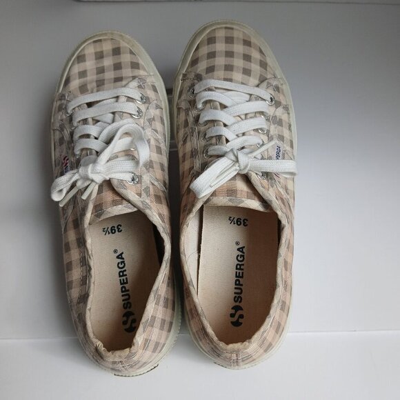 Superga  2750 Grey & White Gingham Check Sneakers  S00CV40  *Super Cute!  Sz 8.5 - Picture 4 of 12